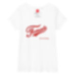 female red on white fitted v-neck t-shirt